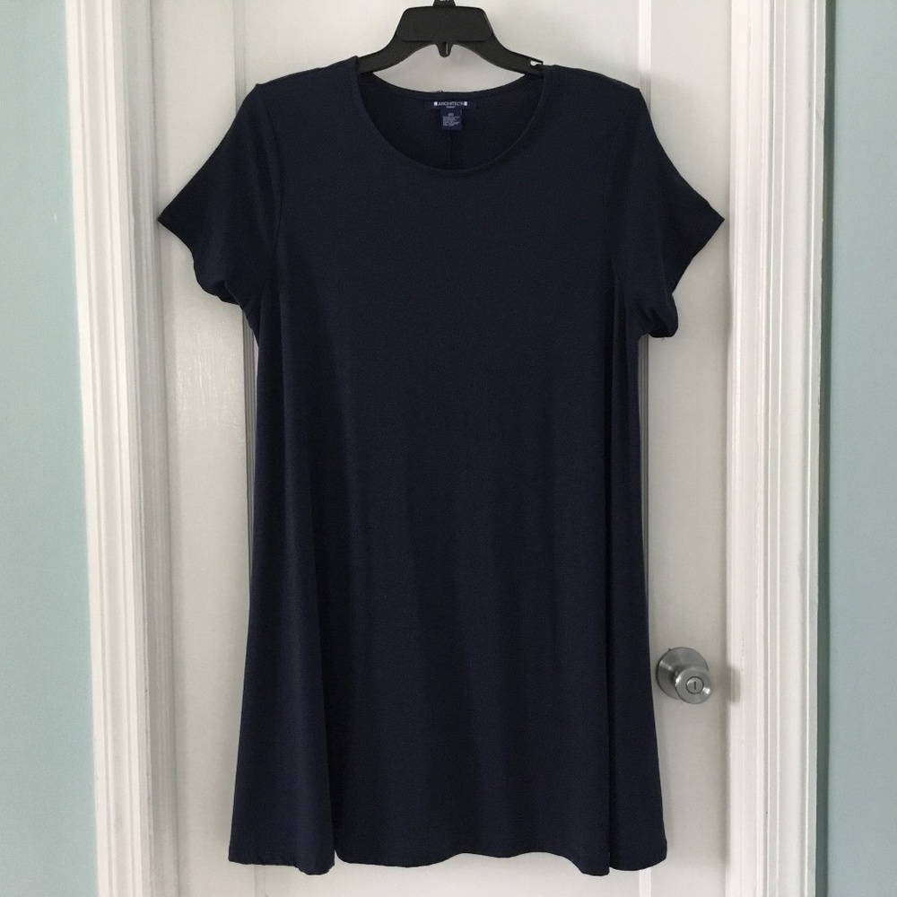 Architect Woman Scoop Neck, Short Sleeve, Navy Blue Dress, Size 2X, Exc Cond